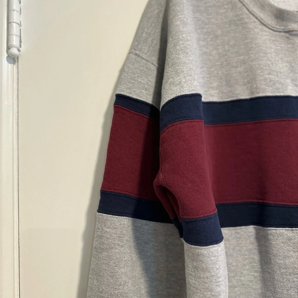 VTG 80s/90s Russell Athletic Sweatshirt Men XL Gray Colorblock Striped.